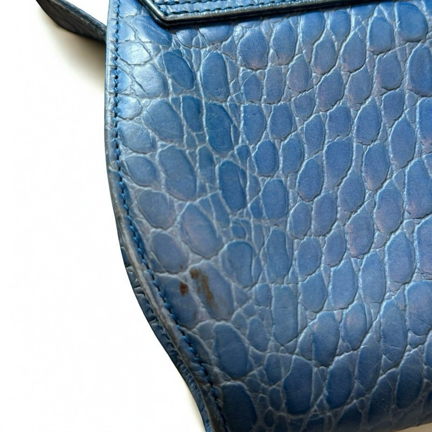 Gianni Versace Blue Leather Vintage Medusa Crossbody Bag