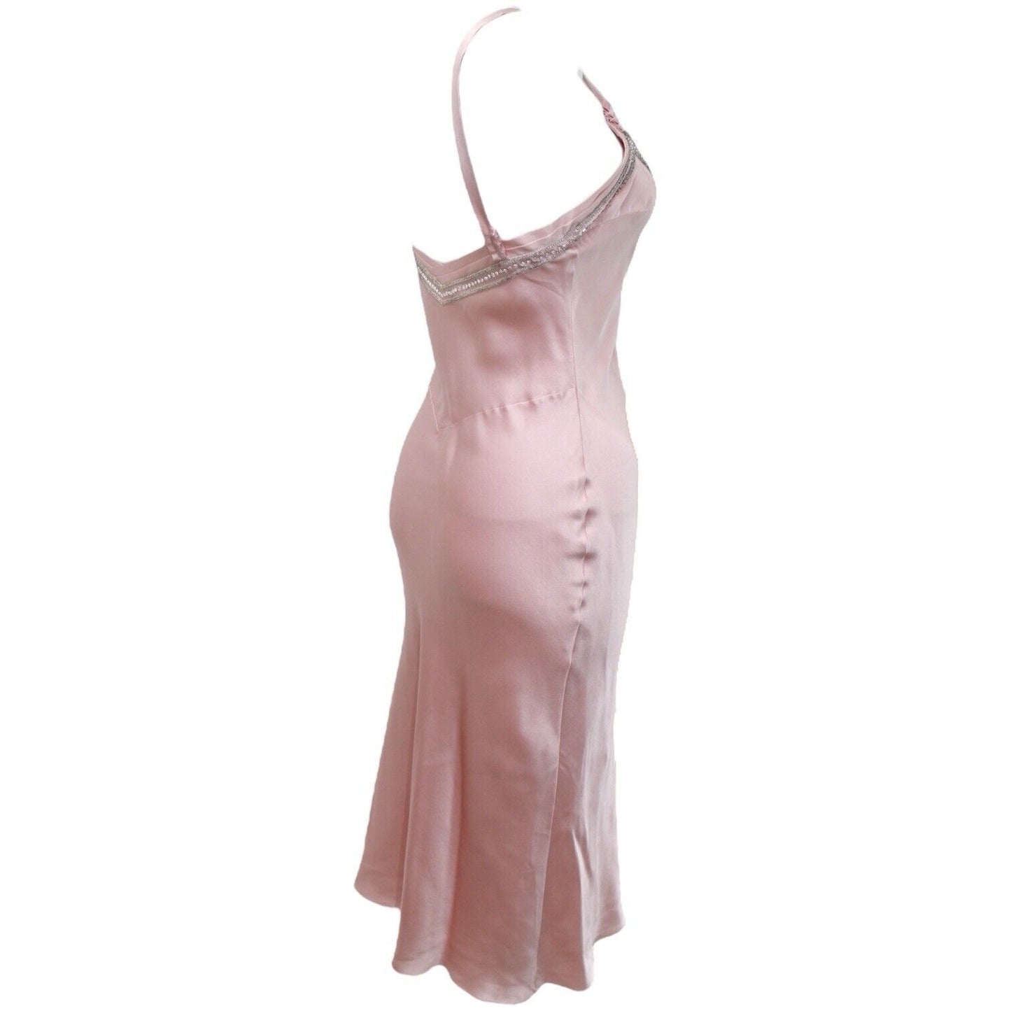 Christian Dior Pink Silk Embellished Bow Midi Vintage Dress 2004