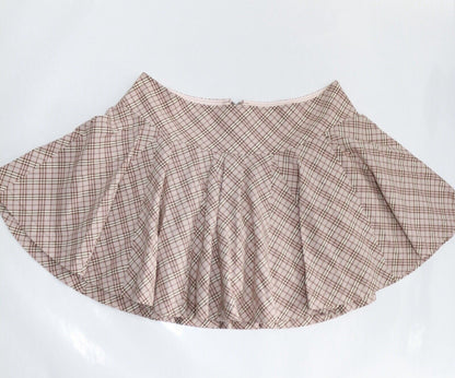 Burberry Vintage Mini Skirt Nova Check Pleated Pink Cotton Size 38 BNWT