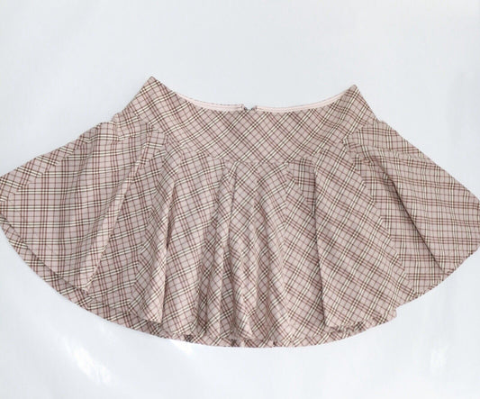 Burberry Vintage Mini Skirt Nova Check Pleated Pink Cotton Size 38 BNWT