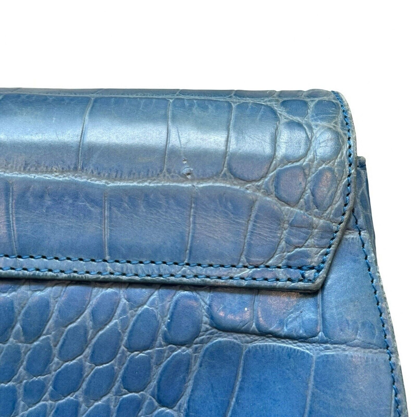 Gianni Versace Blue Leather Vintage Medusa Crossbody Bag