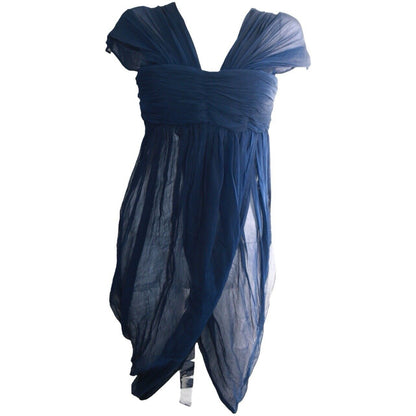 Alexander Mcqueen Blue Silk Sheer Midi Dress Fall 2008 Size 40