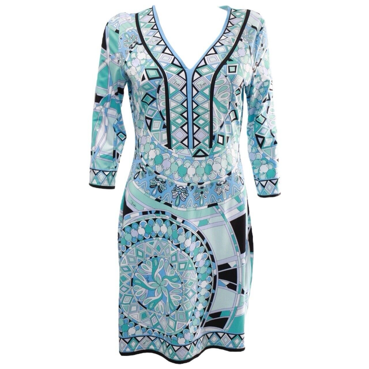 Emilio Pucci Firenze Blue Geometric Print Mini Dress Size 40