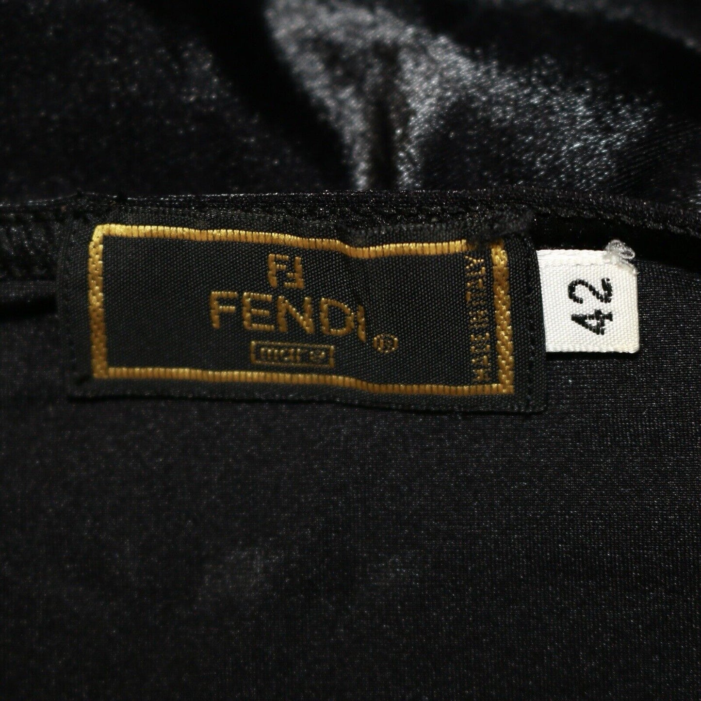 Fendi Black Velvet Logo Vintage Crop Top Size 42