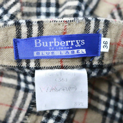 Burberry Vintage Plaid Check Beige Print Wool Trousers Size 36