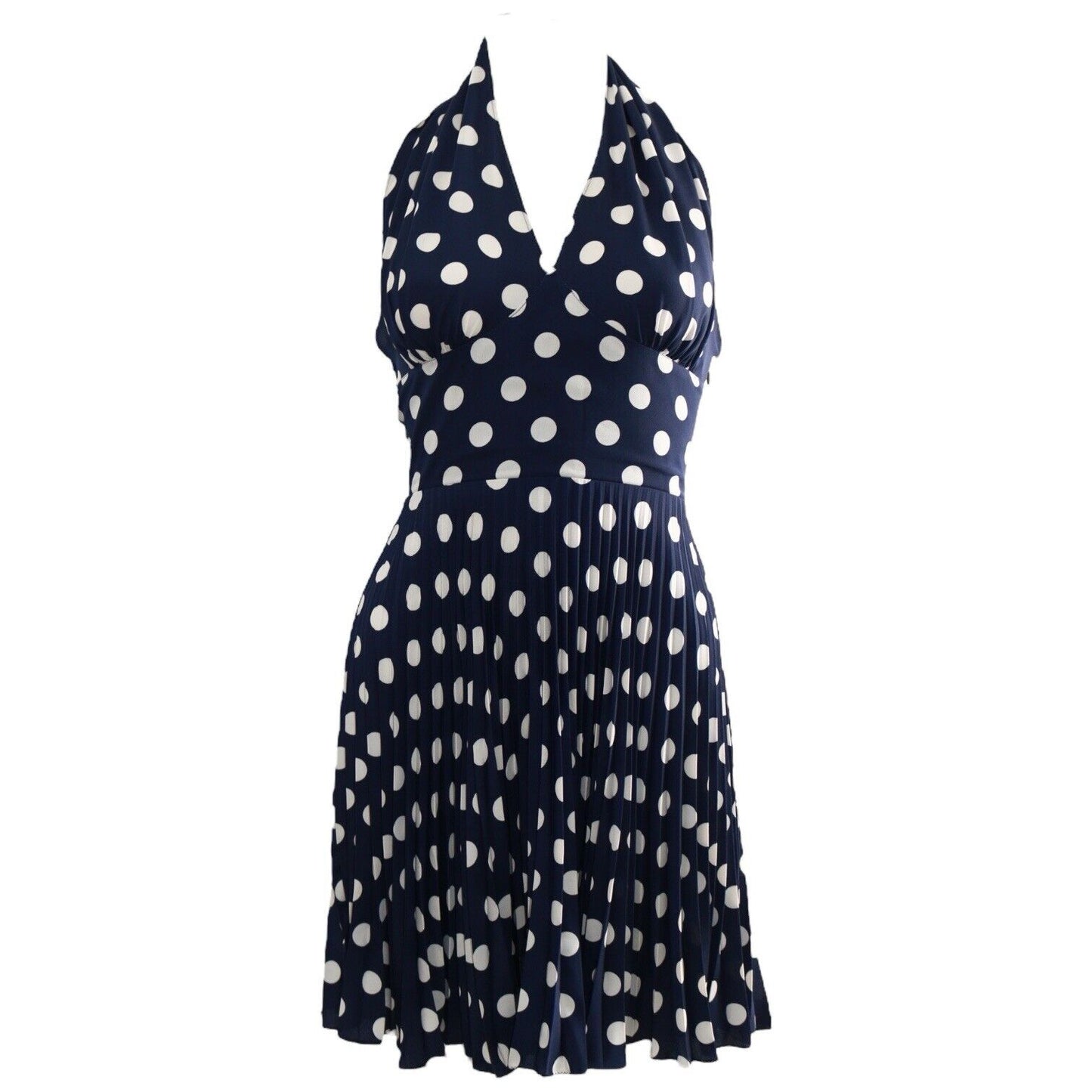 Blumarine Folies Navy Polka Dot Halter Mini Dress XS