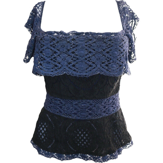 Vivienne Westwood Vintage Spring 2002 Navy & Black Lace Corset Top Size XS