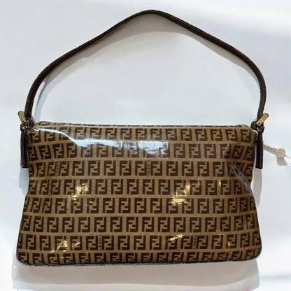 Fendi Brown Monogram PVC Mama Flap Baguette Vintage Shoulder Bag