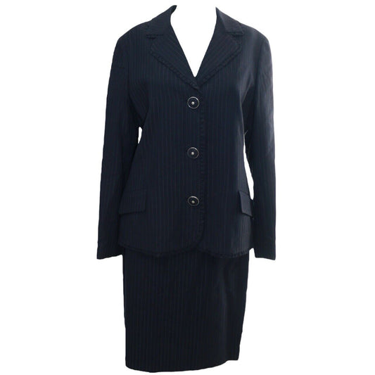 Gianni Versace Navy Medusa Blazer & Skirt Vintage Set Size 46