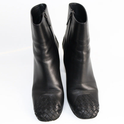 Bottega Veneta Black Leather High Heels Boots Size 38