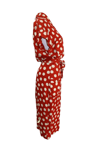 Chanel Red & White Polka Dot Vintage Runway Midi Dress 1987 (XS)